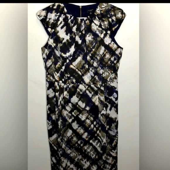 Silky Abstract Water Color Print Cocktail Dress Size 8P Ann Taylor- Party Dress - Picture 5 of 11